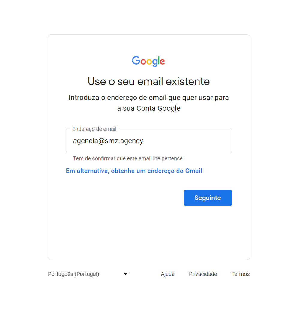 Adicione seu email profissional ou pessoal