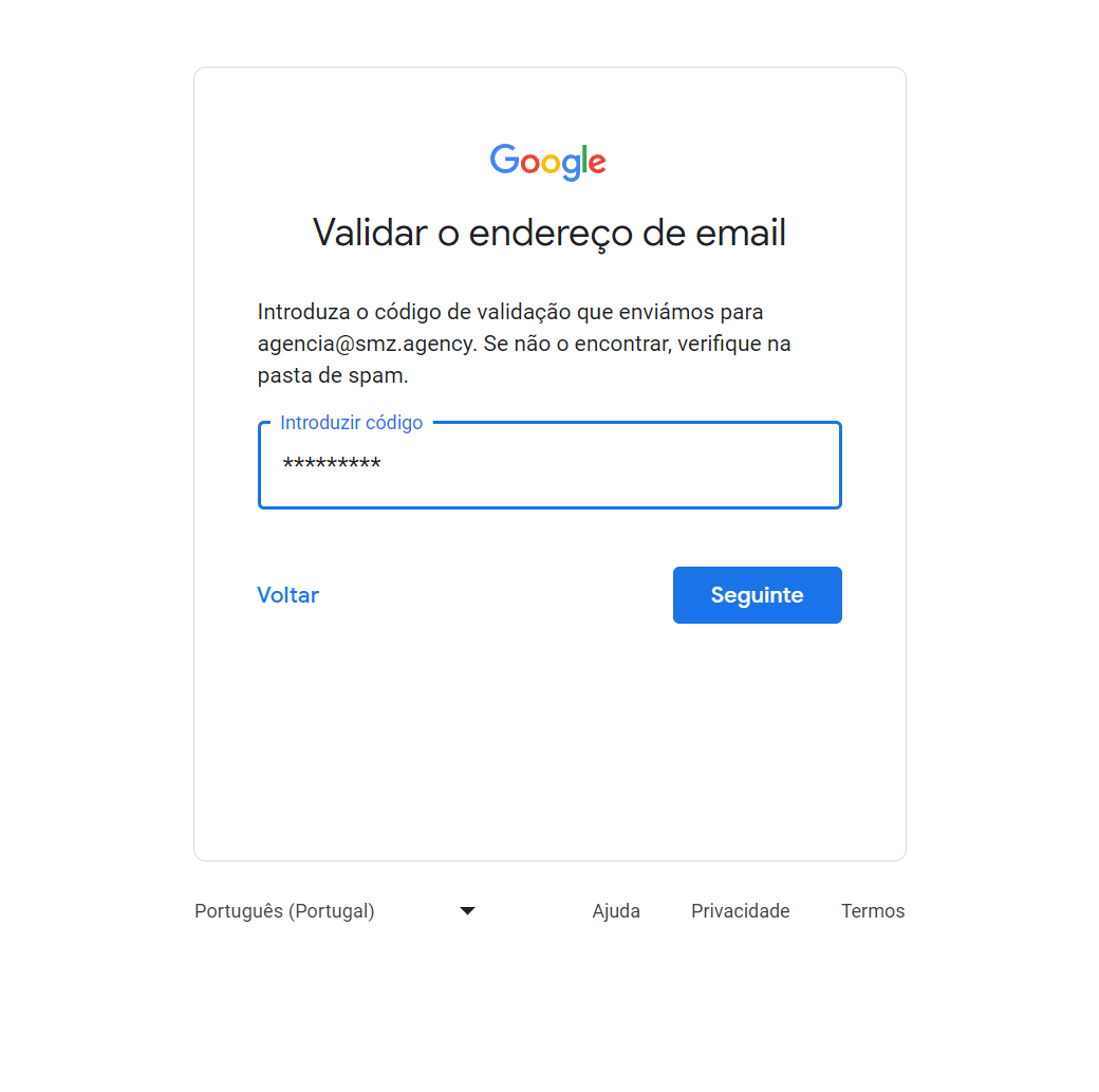 Insira o Código que você recebera no seu email